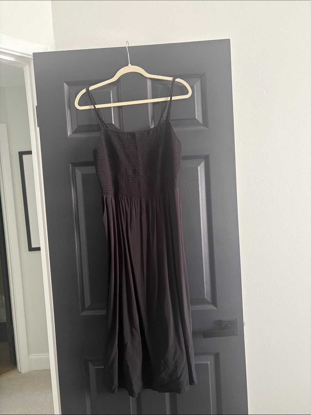 Old Navy Black Smocked Bodice Midi Dress